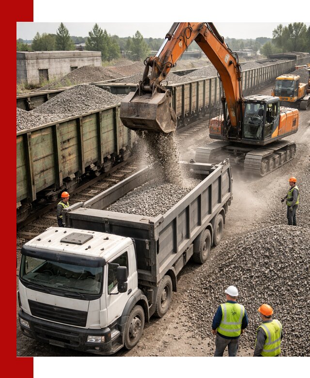 Железнодорожный щебень фракция 25–60 для поставок в Соликамске