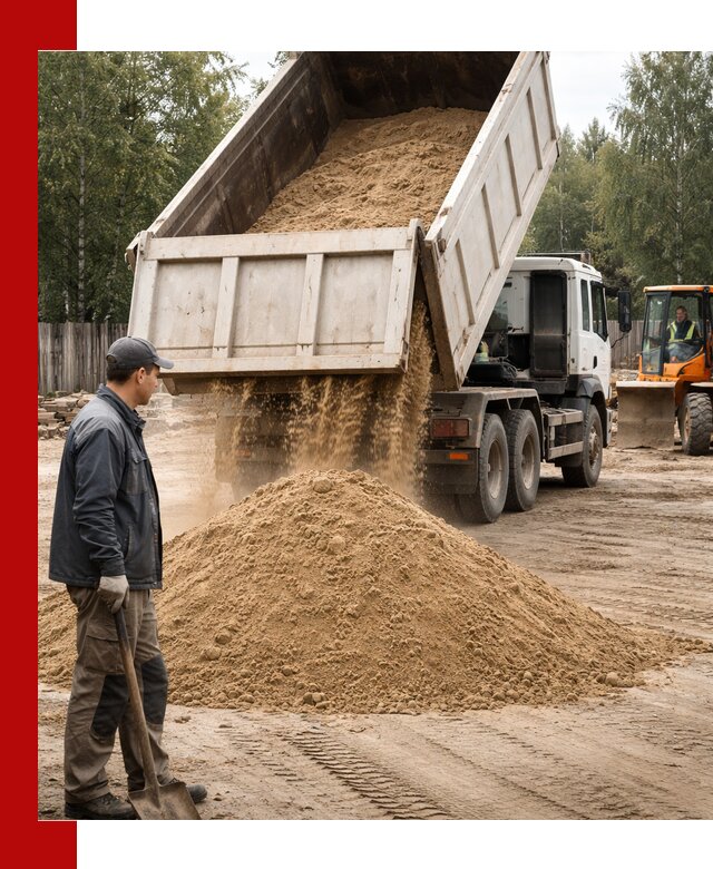 Доставка и продажа песка с разгрузкой в Соликамске