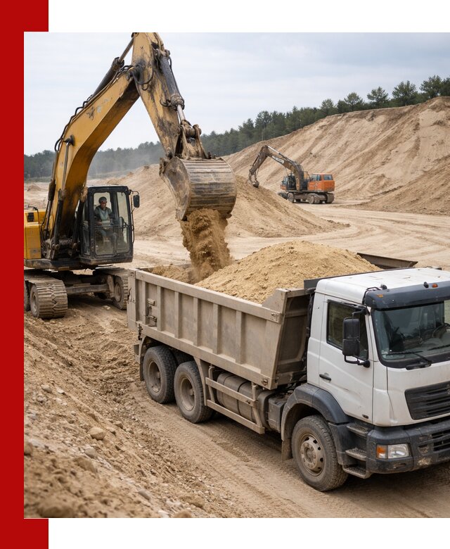 Доставка карьерного песка с самосвалами и разгрузкой в Соликамске