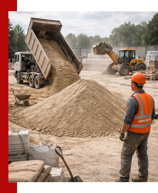 Доставка строительного песка с самосвалом в Соликамске