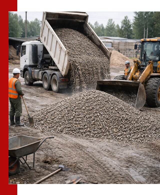 Мытый гравий с доставкой в Соликамске от карьера до участка