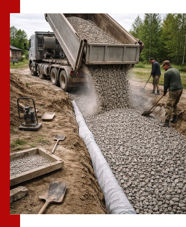 Гравий для дренажа с доставкой в Соликамске качественный и недорогой