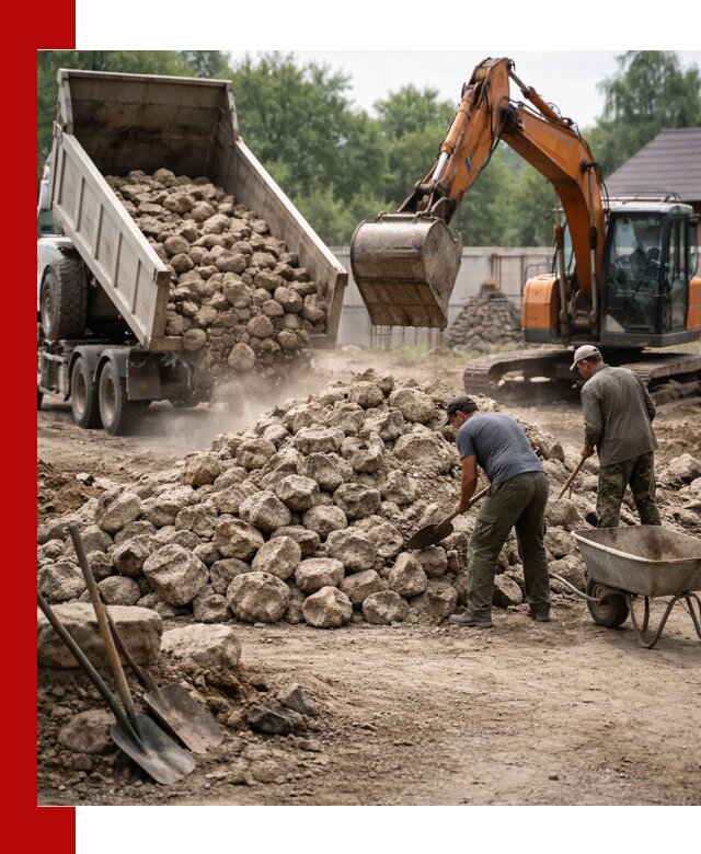 Доставка и разгрузка бутового камня в Соликамске