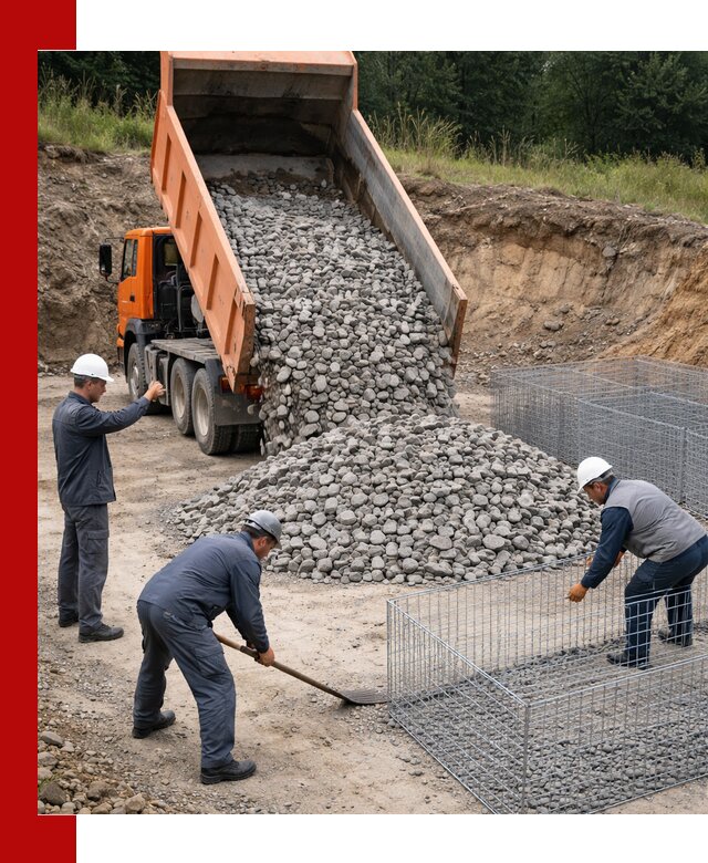 Камень для габионов с доставкой в Соликамске быстро и надёжно