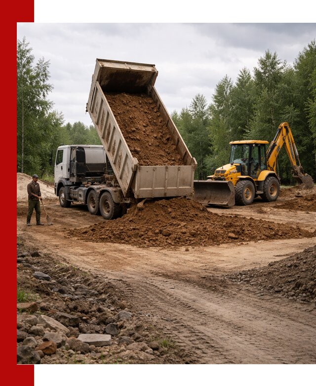 Доставка суглинка самосвалами в Соликамске подсыпка и планировка