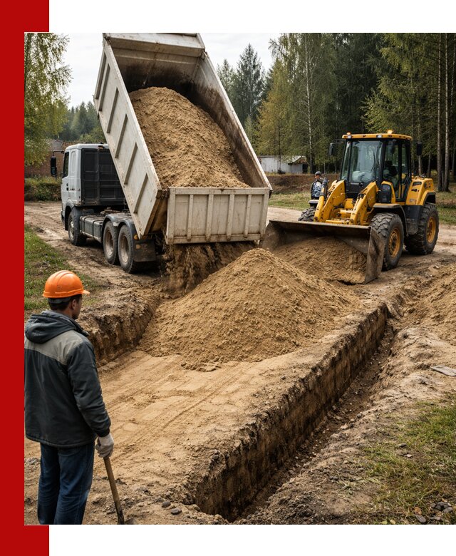 Доставка песчаного грунта в Соликамске для строительных работ