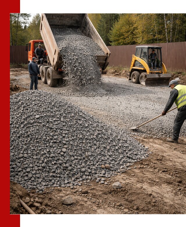 Отсыпка участка щебнем с доставкой и уплотнением в Соликамске